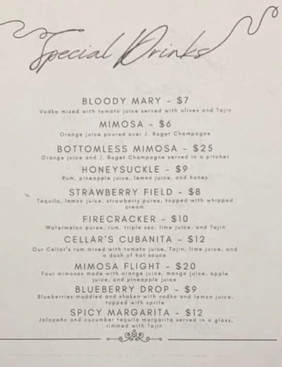 The Cellar Restaurant and Prohibition Bar - Covington, TN menu_pic