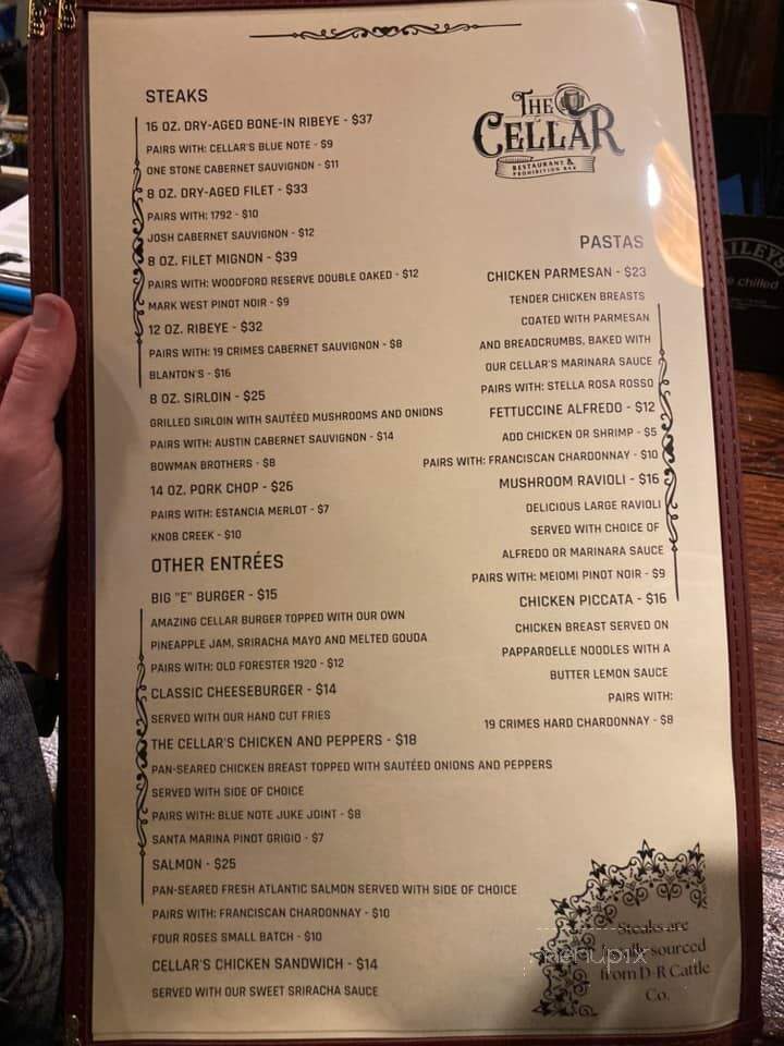 The Cellar Restaurant and Prohibition Bar - Covington, TN menu_pic