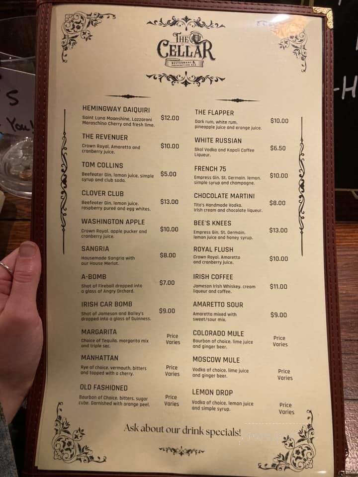 The Cellar Restaurant and Prohibition Bar - Covington, TN menu_pic