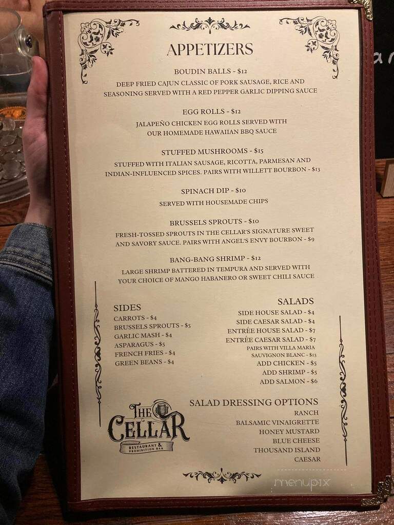 The Cellar Restaurant and Prohibition Bar - Covington, TN menu_pic