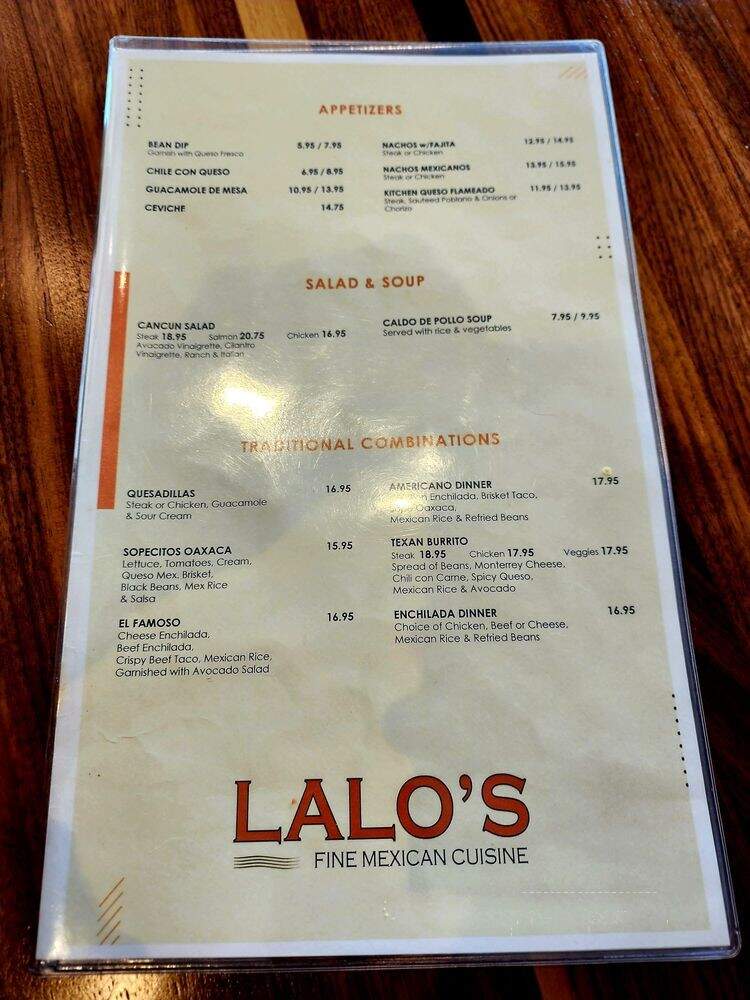 Lalo's Cocina Mexicana - Frisco, TX menu_pic