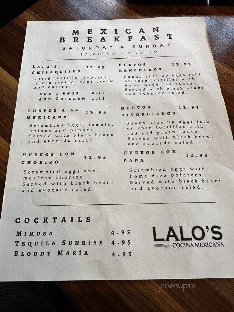 Lalo's Cocina Mexicana - Frisco, TX menu_pic