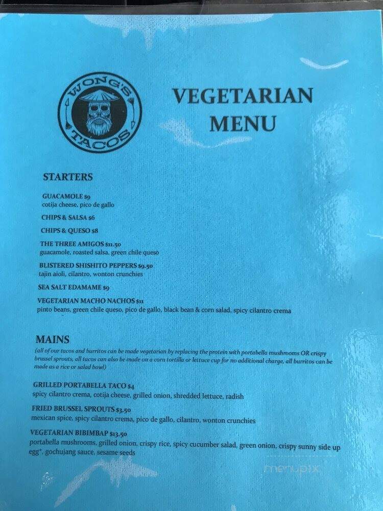 Wong's Tacos - Midlothian, VA menu_pic
