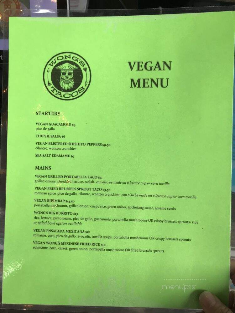 Wong's Tacos - Midlothian, VA menu_pic