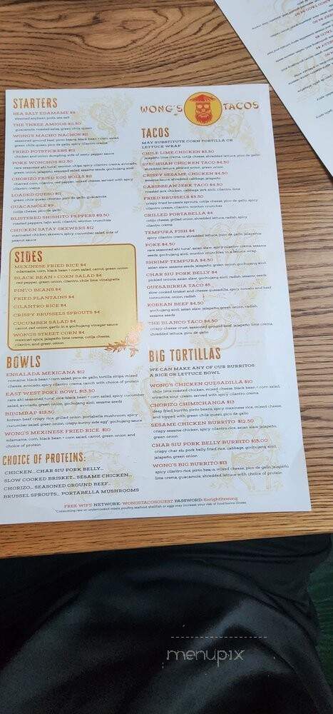 Wong's Tacos - Midlothian, VA menu_pic