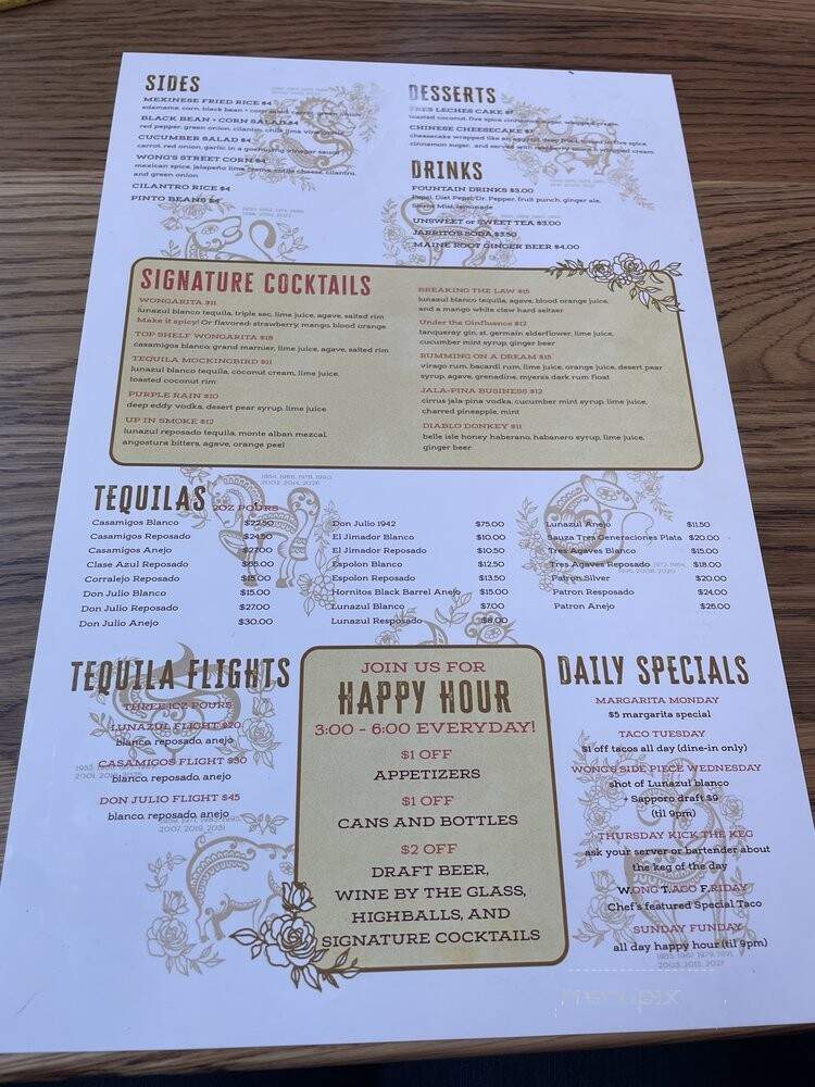 Wong's Tacos - Midlothian, VA menu_pic