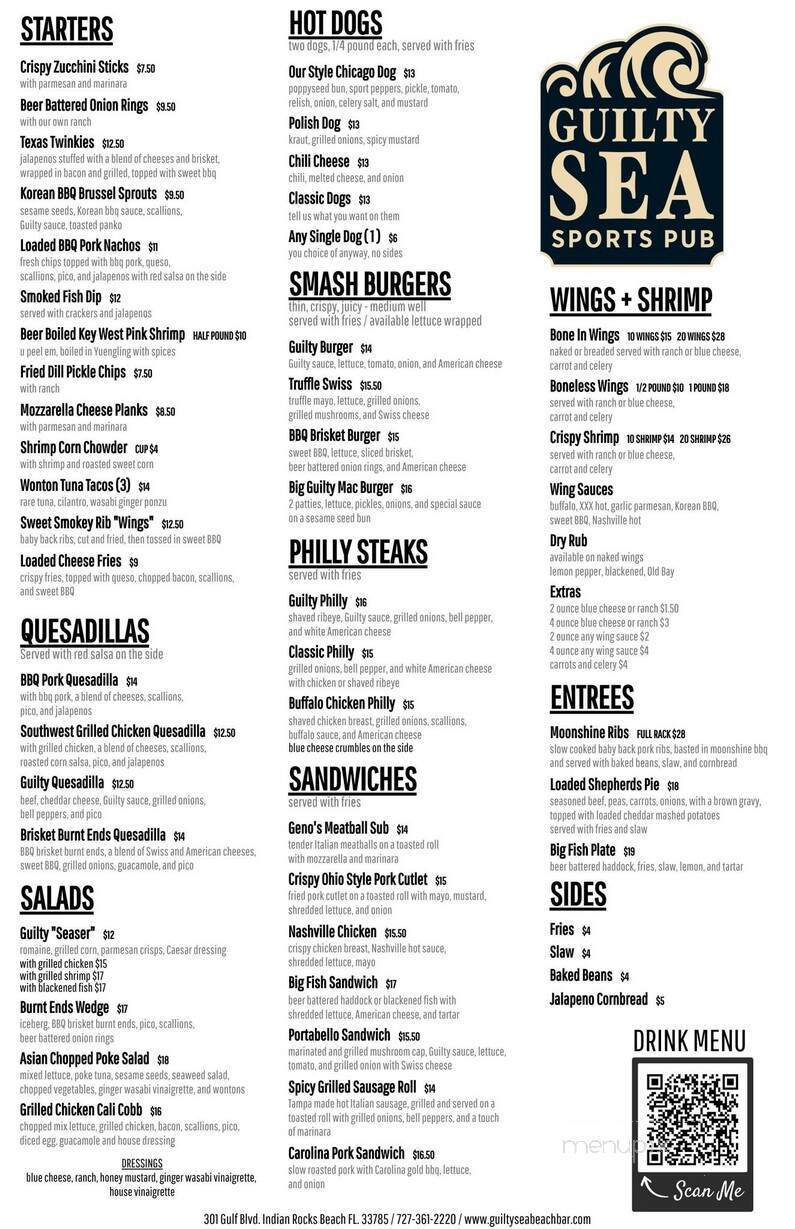 Guilty Sea Sports Pub - Indian Rocks Beach, FL menu_pic
