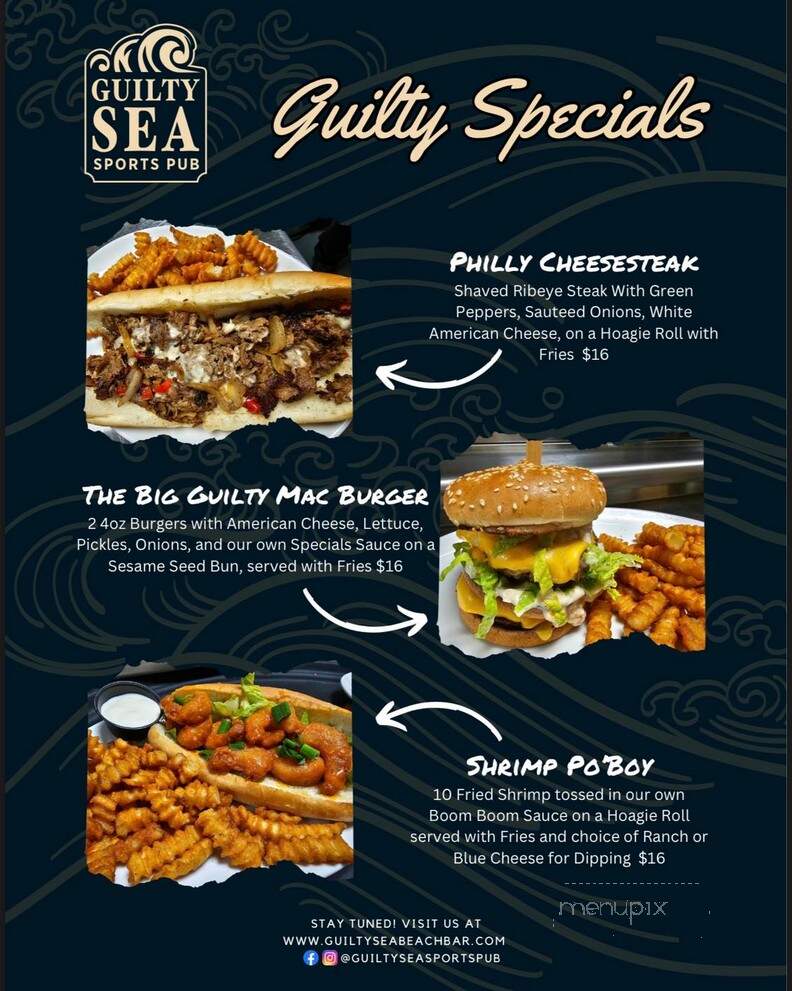 Guilty Sea Sports Pub - Indian Rocks Beach, FL menu_pic