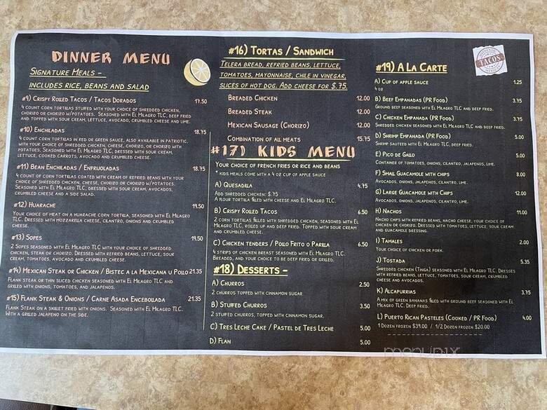 El Milagro Bakery and Taqueria - Quarryville, PA menu_pic
