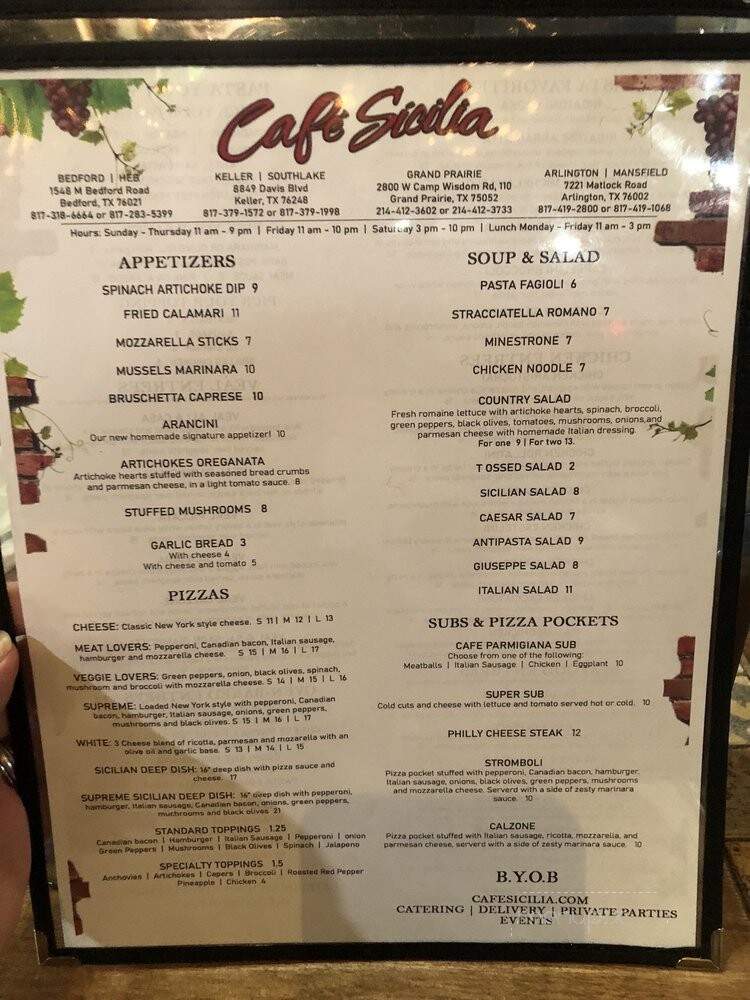 Cafe Sicilia - Grand Prairie, TX menu_pic