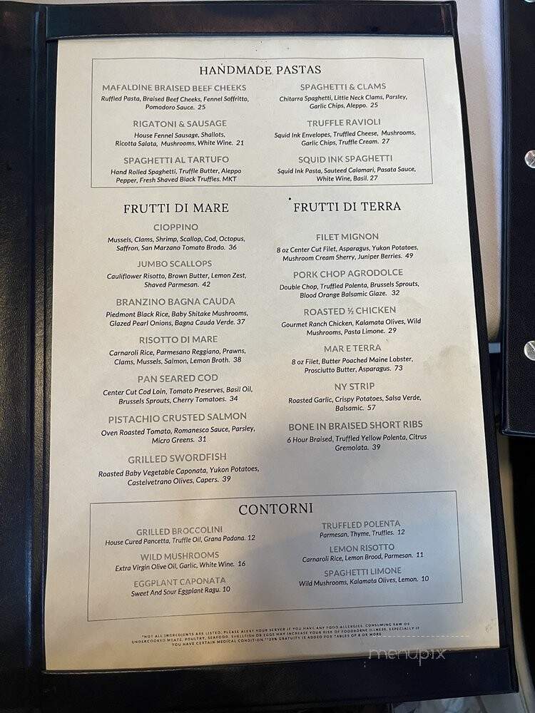Azzurro Italian Coastal Cuisine - The Woodlands, TX menu_pic