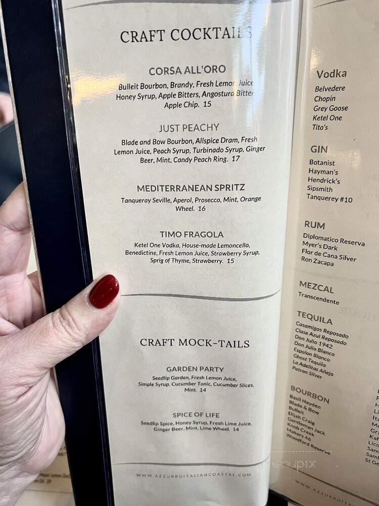 Azzurro Italian Coastal Cuisine - The Woodlands, TX menu_pic