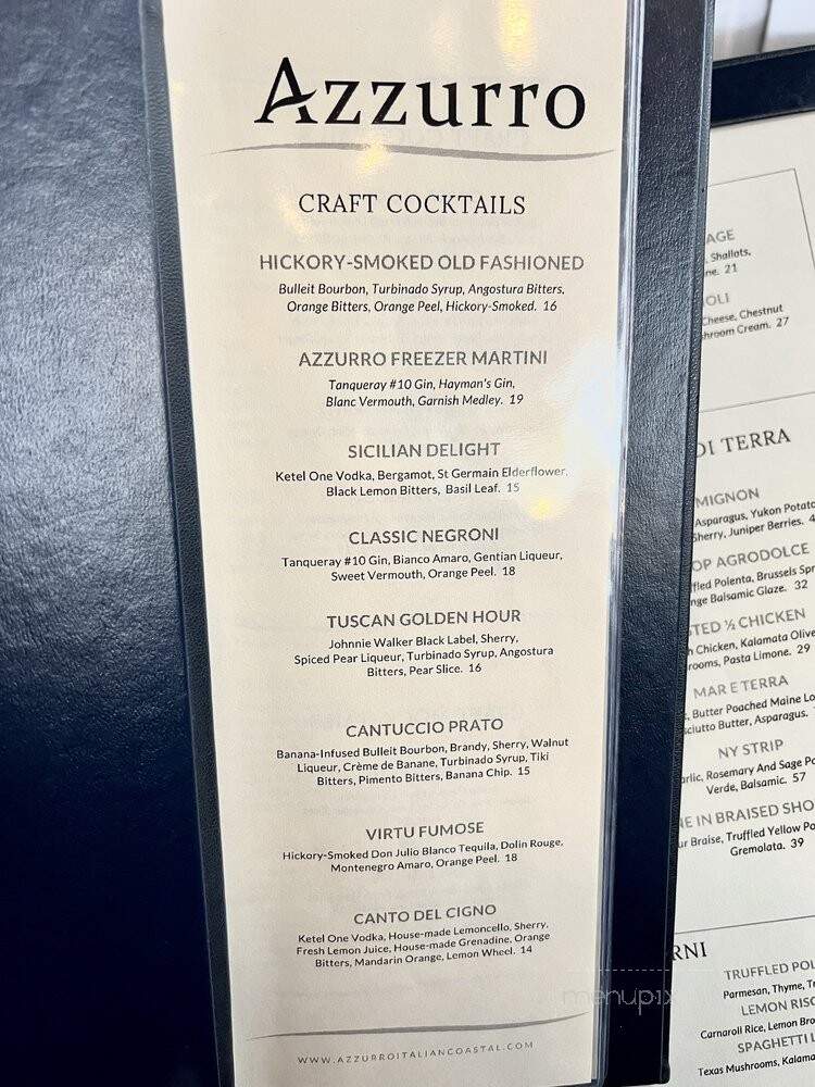 Azzurro Italian Coastal Cuisine - The Woodlands, TX menu_pic