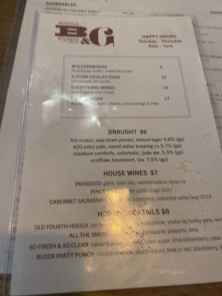Marcus Bar & Grille - Atlanta, GA menu_pic