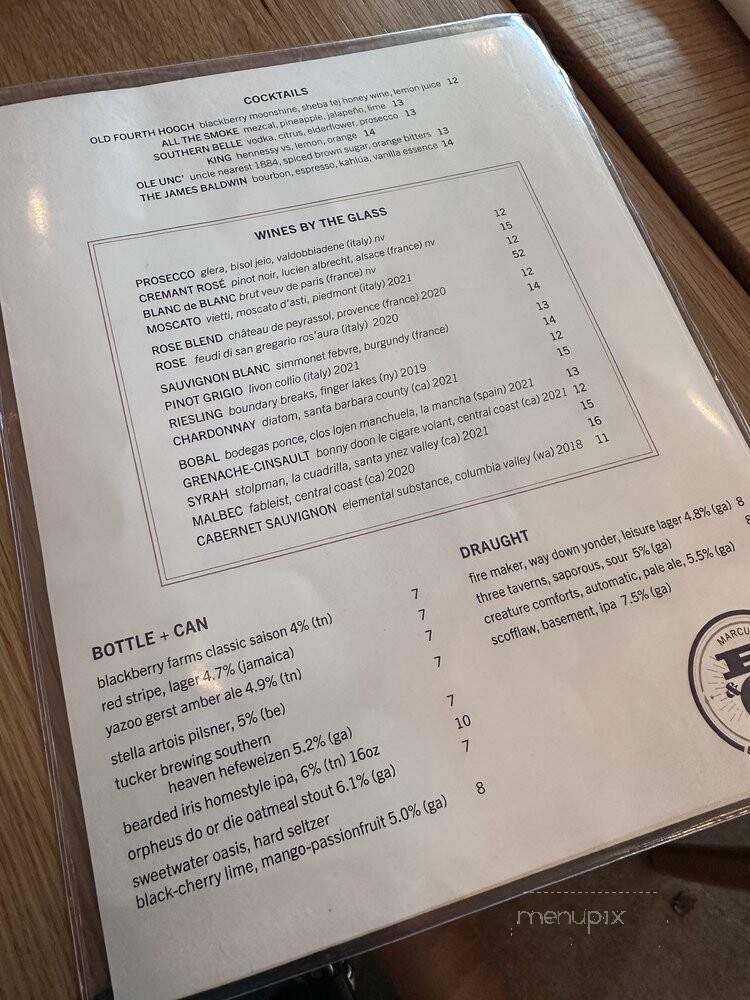 Marcus Bar & Grille - Atlanta, GA menu_pic