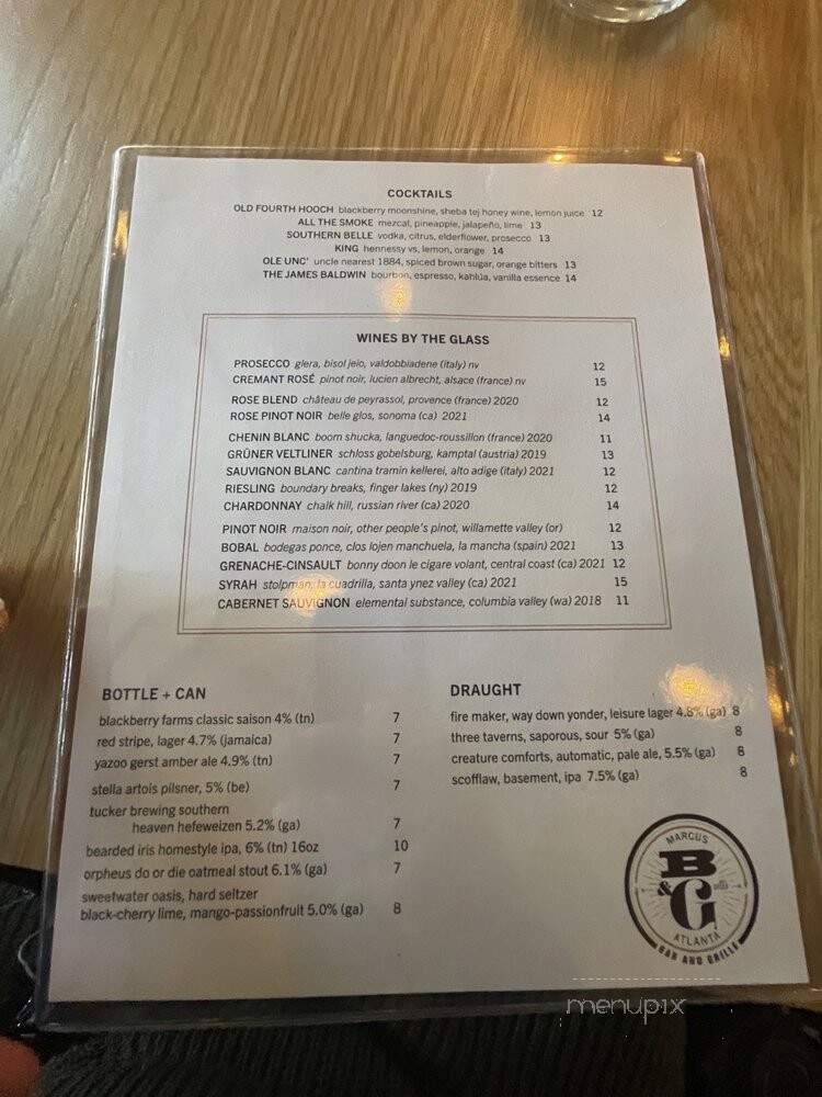 Marcus Bar & Grille - Atlanta, GA menu_pic