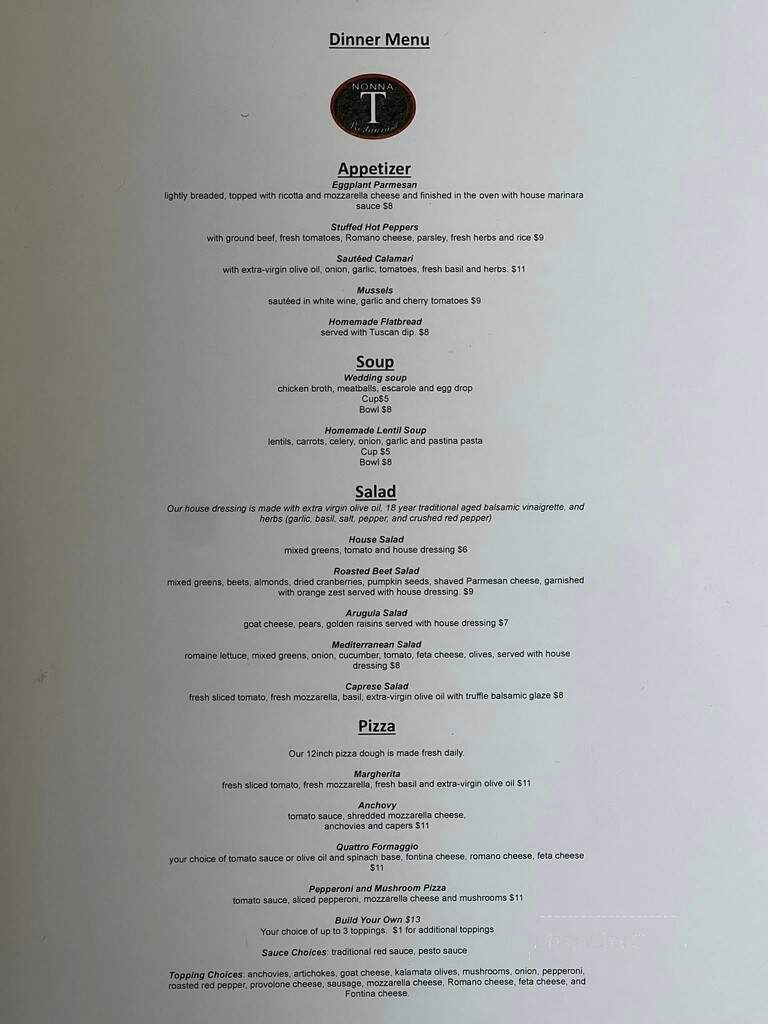 Nonna T's Restaurant - Mentor, OH menu_pic