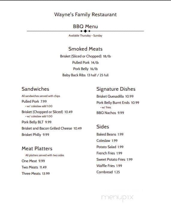 River City Diner and Smokehouse - Oconto, WI menu_pic
