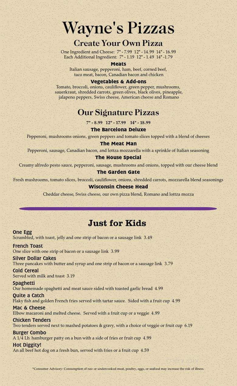 River City Diner and Smokehouse - Oconto, WI menu_pic