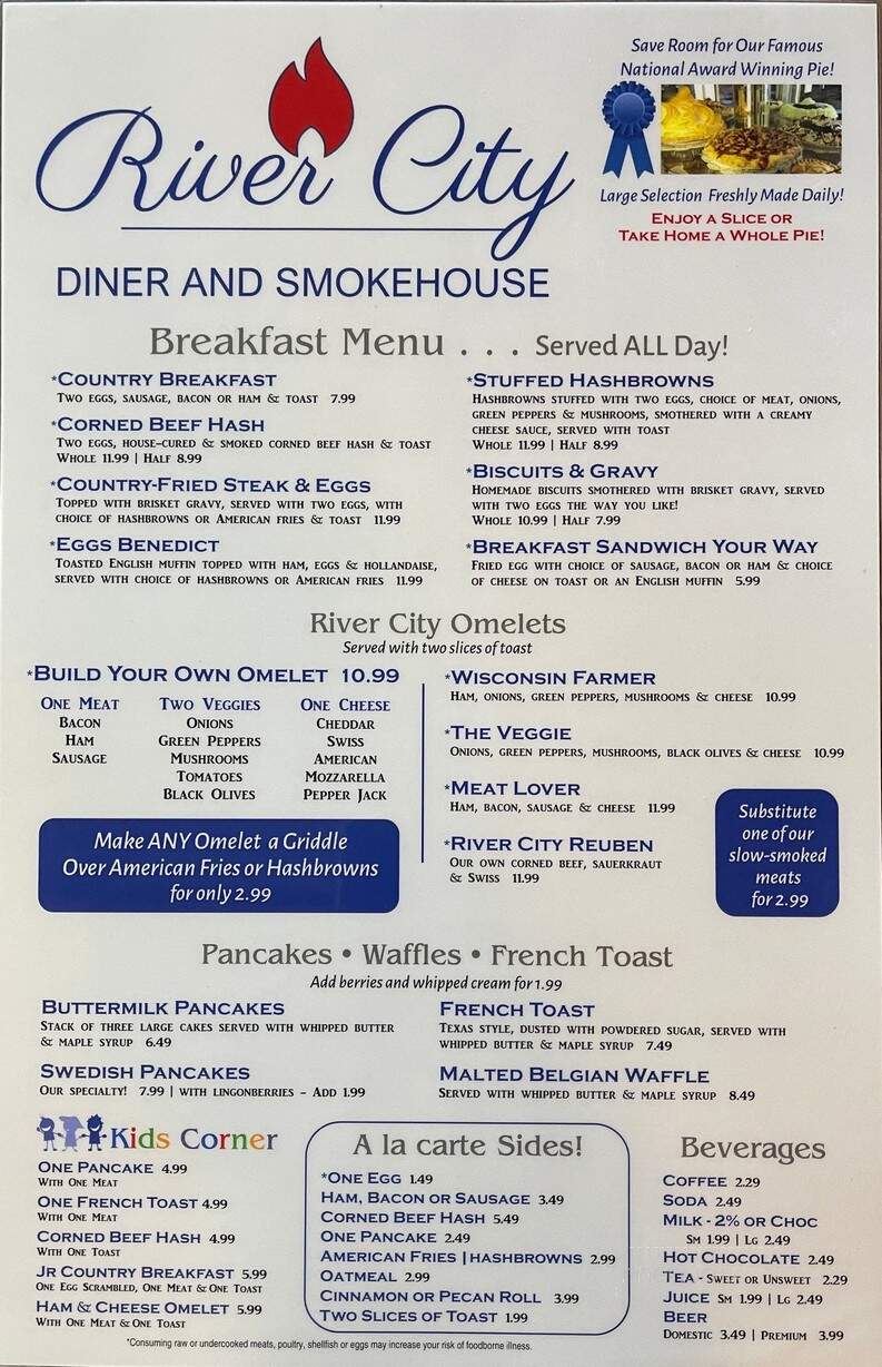River City Diner and Smokehouse - Oconto, WI menu_pic