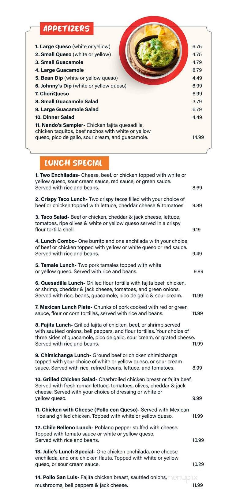 Nando's Mexican Restaurant - Conway, AR menu_pic