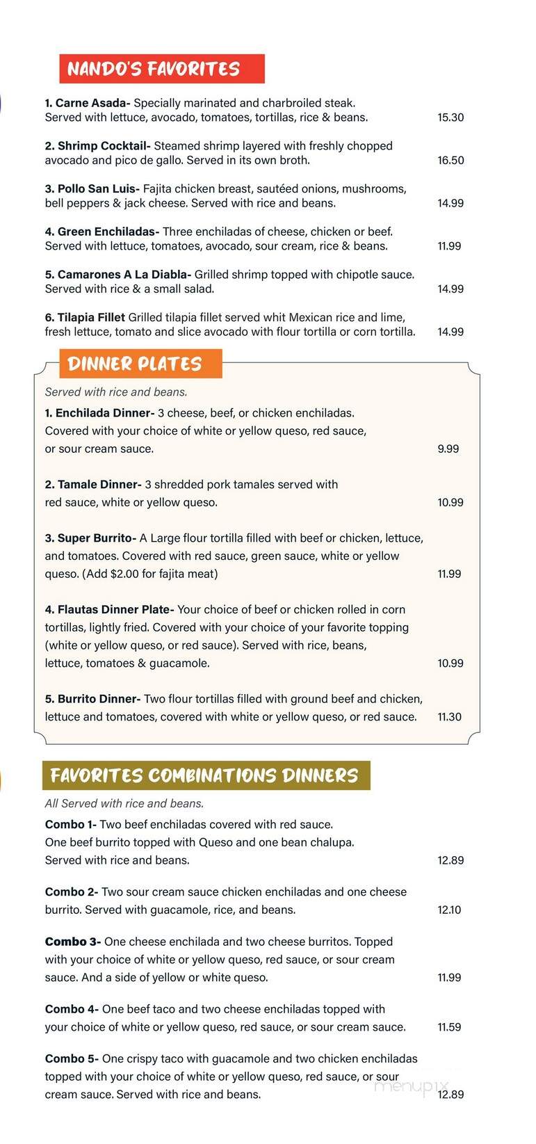 Nando's Mexican Restaurant - Conway, AR menu_pic