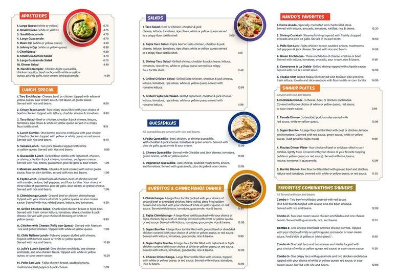 Nando's Mexican Restaurant - Conway, AR menu_pic