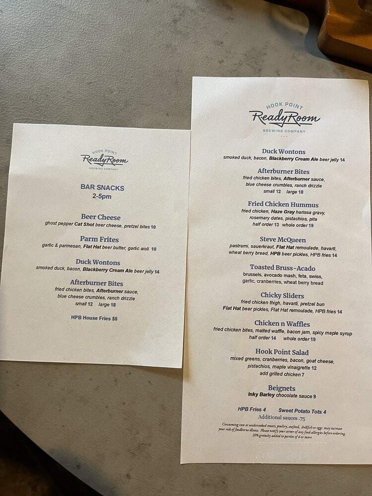 Ready Room By Hook Point Brewing - Memphis, TN menu_pic