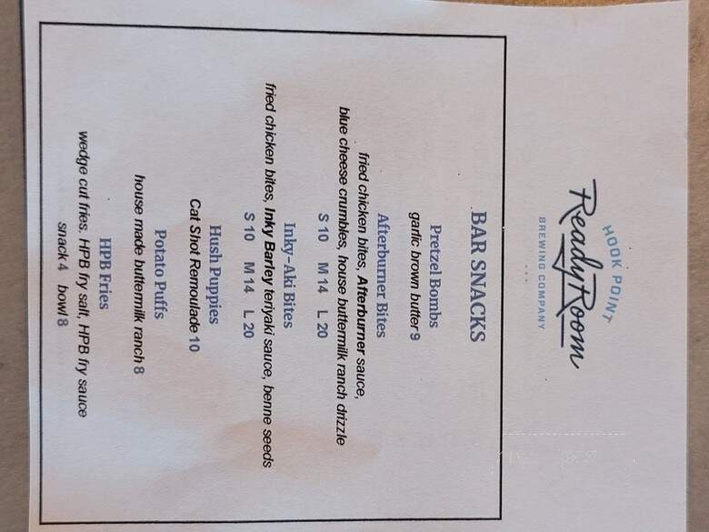 Ready Room By Hook Point Brewing - Memphis, TN menu_pic