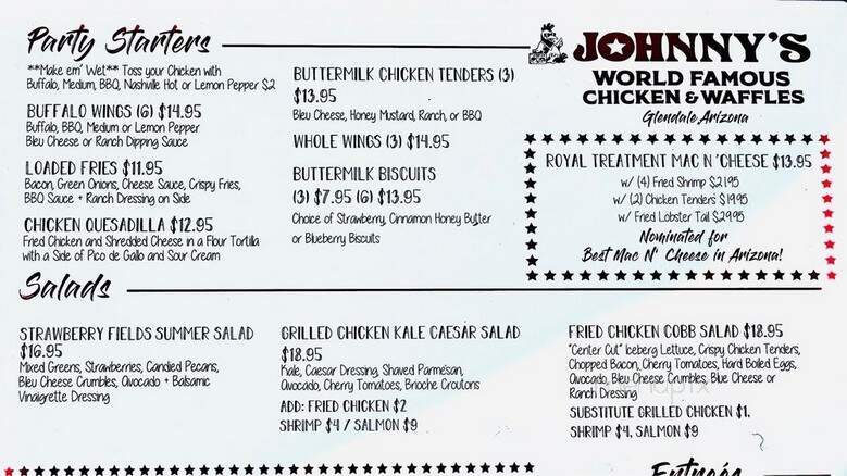 Johnny's Chicken and Waffles - Glendale, AZ menu_pic