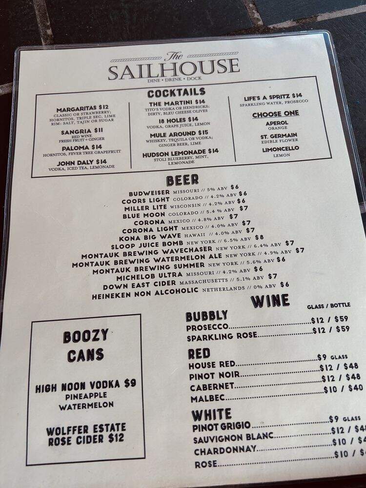 The Sailhouse - Tarrytown, NY menu_pic