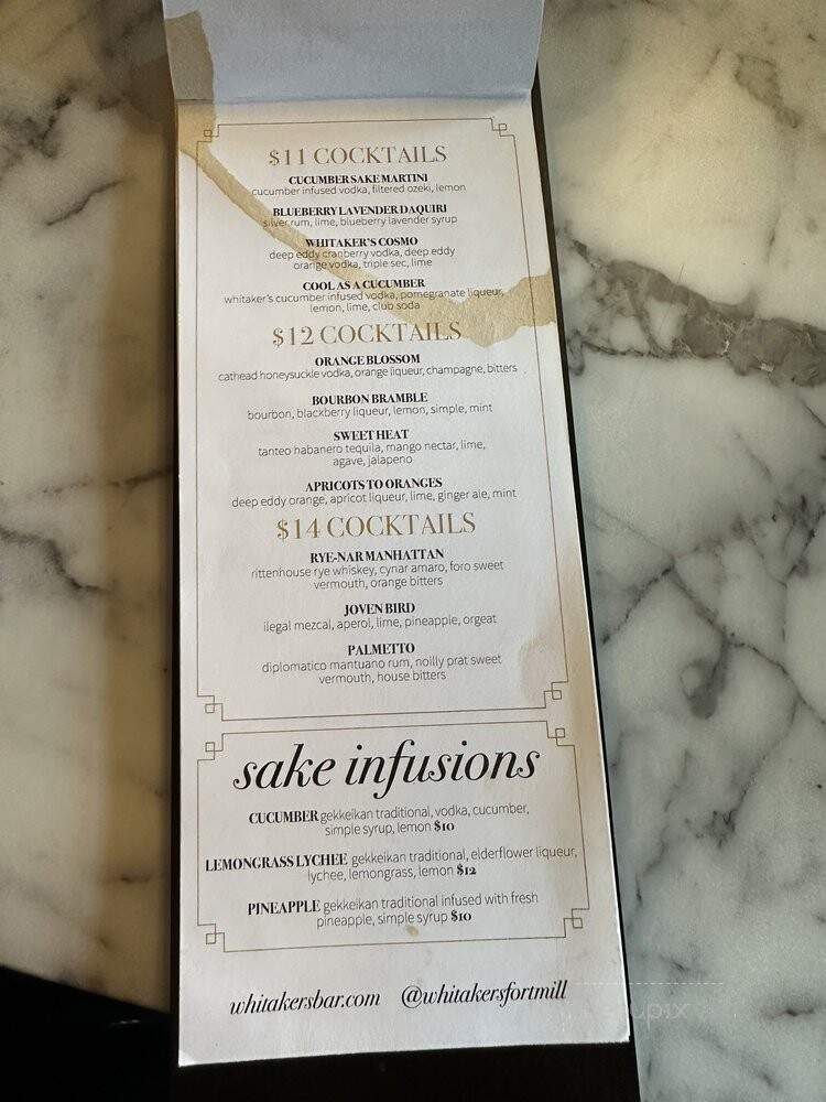 Whitaker's - Fort Mill, SC menu_pic