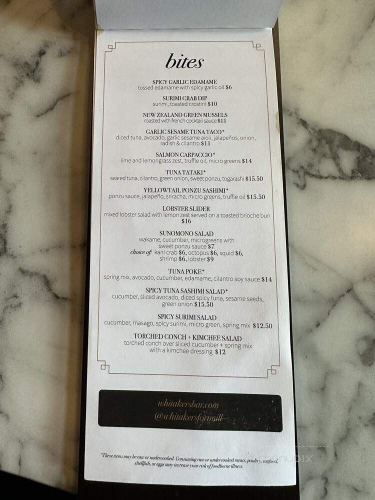 Whitaker's - Fort Mill, SC menu_pic