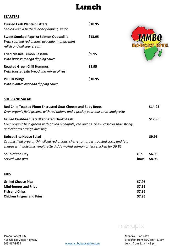 Jambo Bobcat Bite - Santa Fe, NM menu_pic