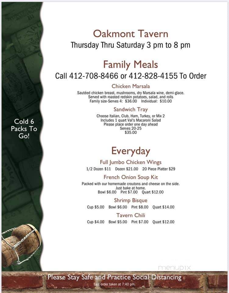 Vinnie's Tavern - Oakmont, PA menu_pic