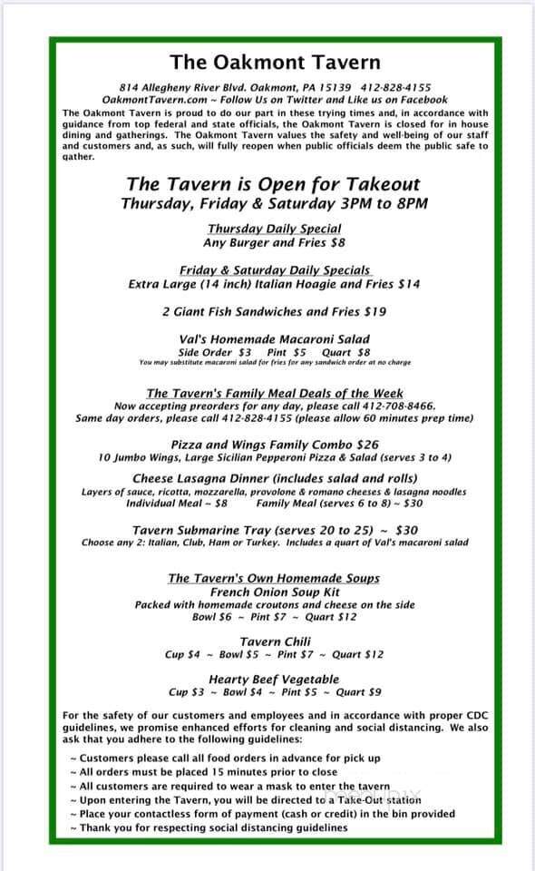 Vinnie's Tavern - Oakmont, PA menu_pic