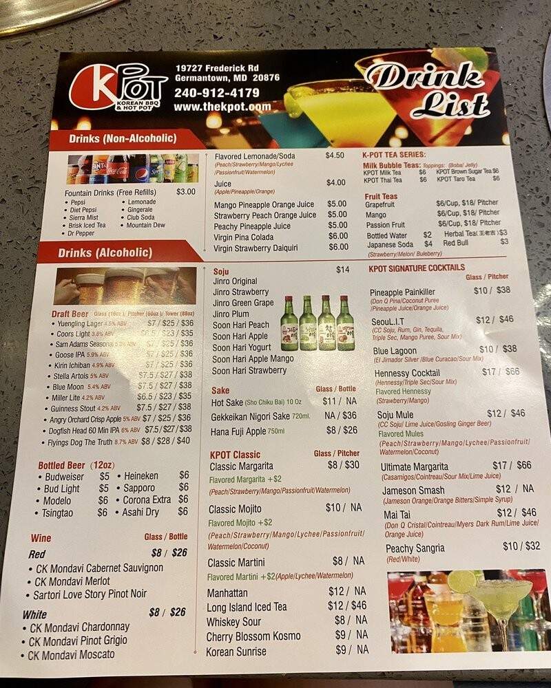 KPOT Korean BBQ & Hot Pot - Germantown, MD menu_pic