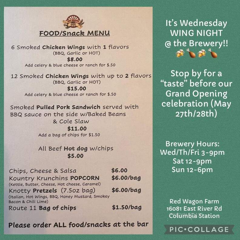 Red Wagon Brewing Company - Columbia Station, OH menu_pic