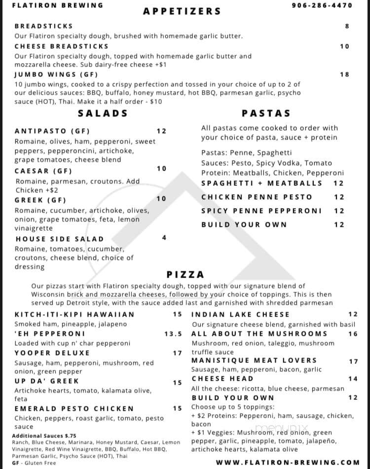 Flatiron Brewing - Manistique, MI menu_pic