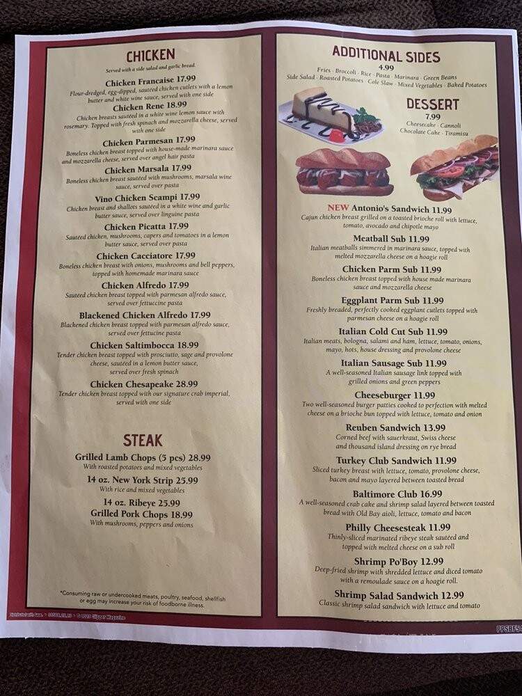 Rincon Italian Grill - Eldersburg, MD menu_pic