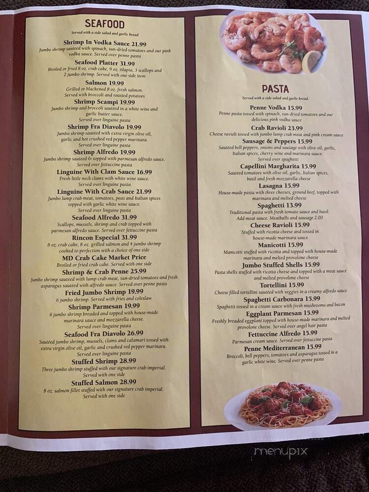Rincon Italian Grill - Eldersburg, MD menu_pic