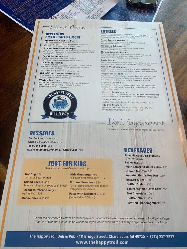 The Happy Troll Deli' and Pub - Charlevoix, MI menu_pic