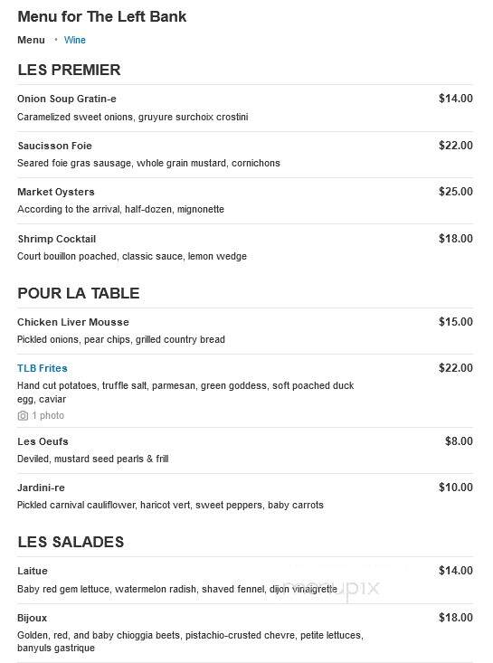 The Left Bank - Weston, VT menu_pic