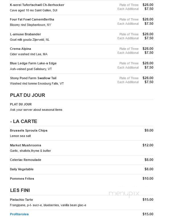 The Left Bank - Weston, VT menu_pic