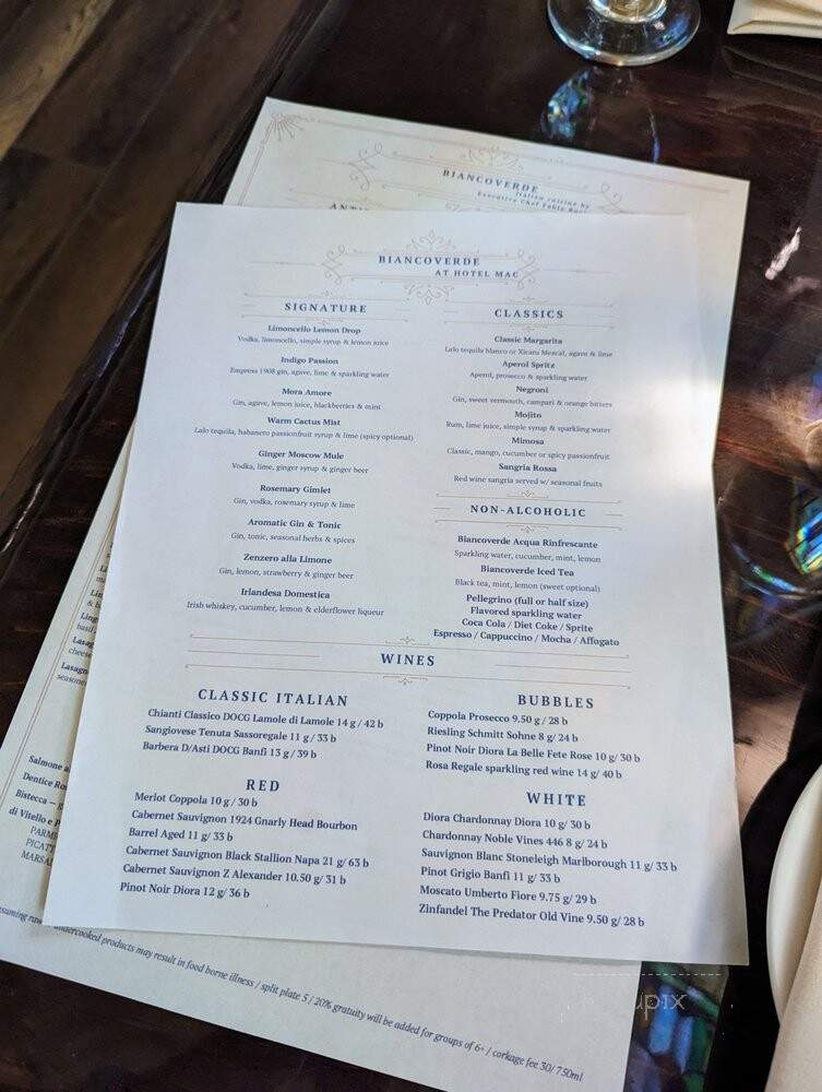 Biancoverde at Hotel Mac - Richmond, CA menu_pic