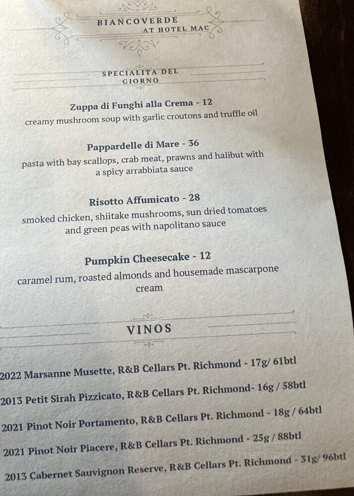 Biancoverde at Hotel Mac - Richmond, CA menu_pic