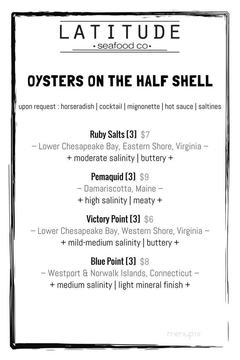 Latitude Seafood Co - Bel Air, MD menu_pic