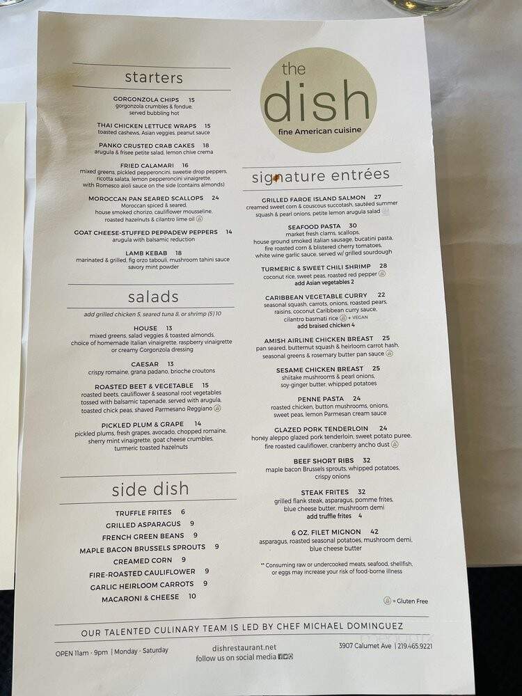 Dish Restaurant - Valparaiso, IN menu_pic