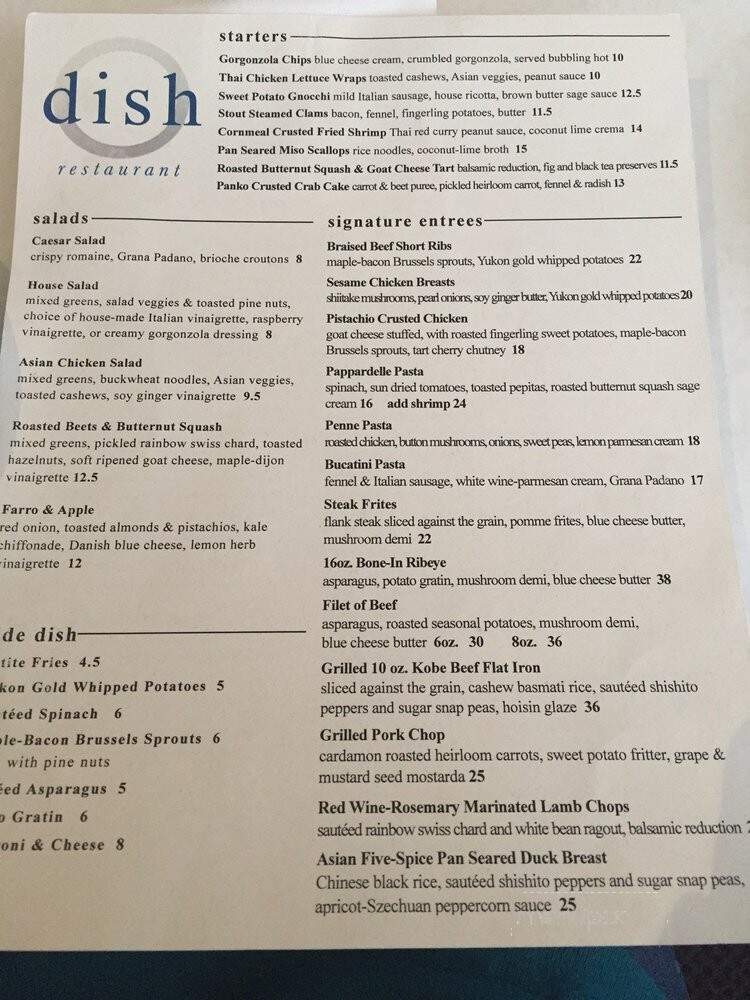 Dish Restaurant - Valparaiso, IN menu_pic