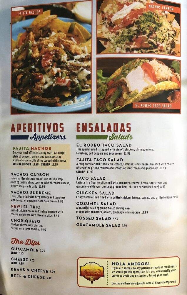 El Rodeo - Avon, IN menu_pic